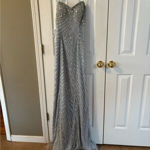Tony Bowls Silver Sequin Prom Dress